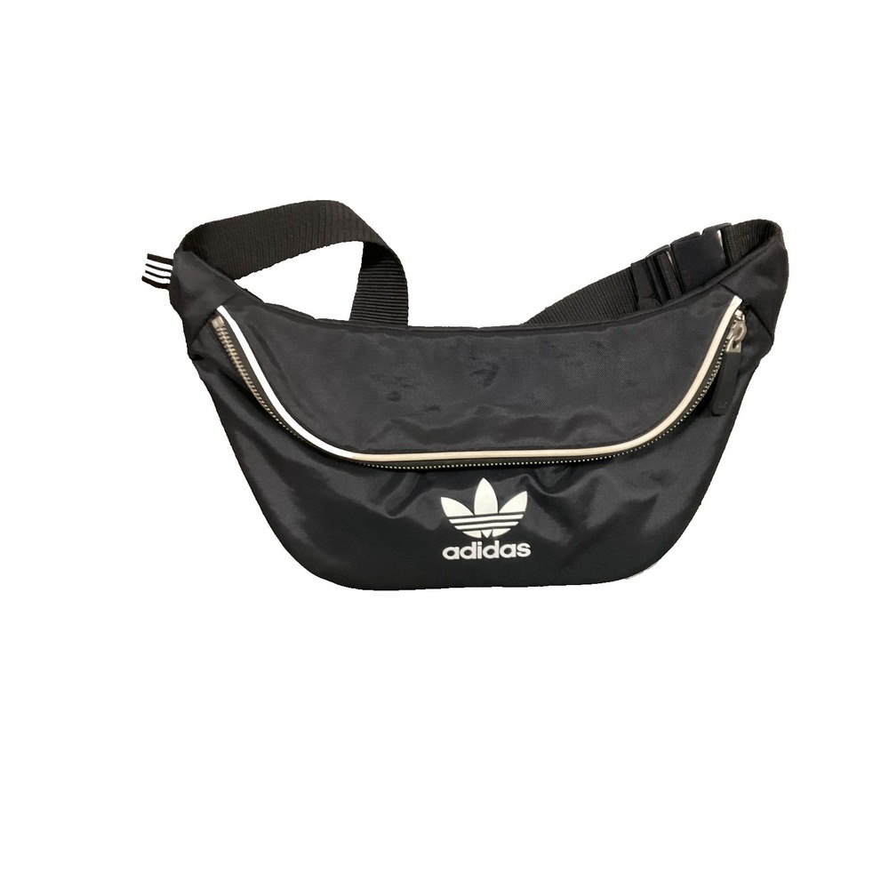 EUC Adidas Black Trefoil Logo Fanny Pack Sling Waist Bag